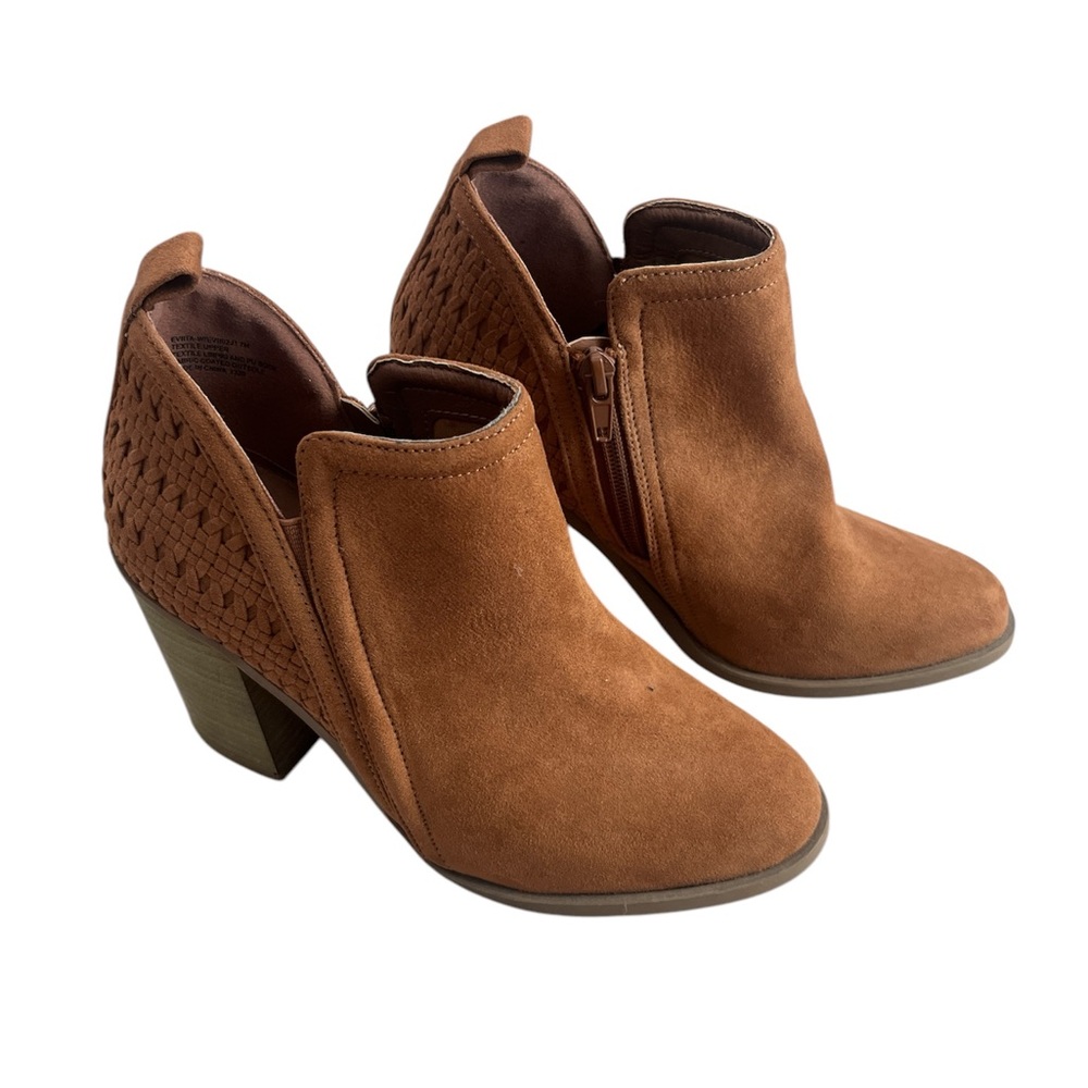 Madden Girl Tan Ankle Booties with Chunky Heel
